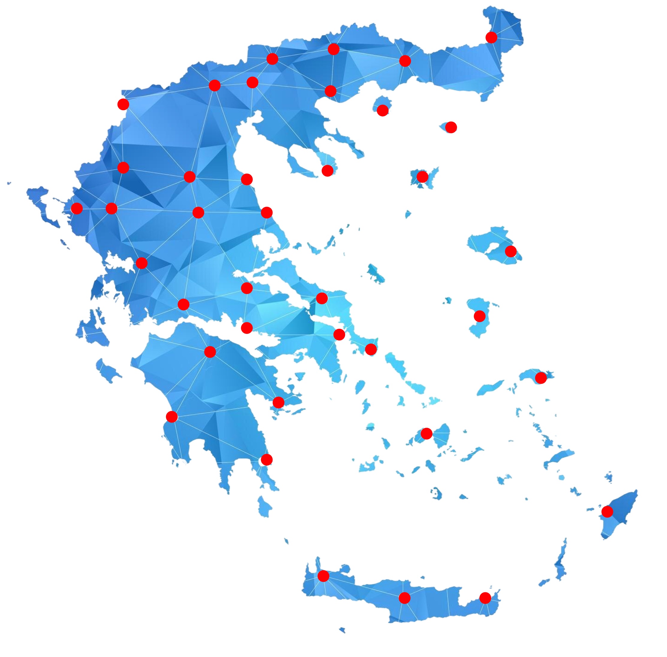 Χάρτης της Ελλάδας με τα σημεία παρουσίας των συνεργατών της Semantic